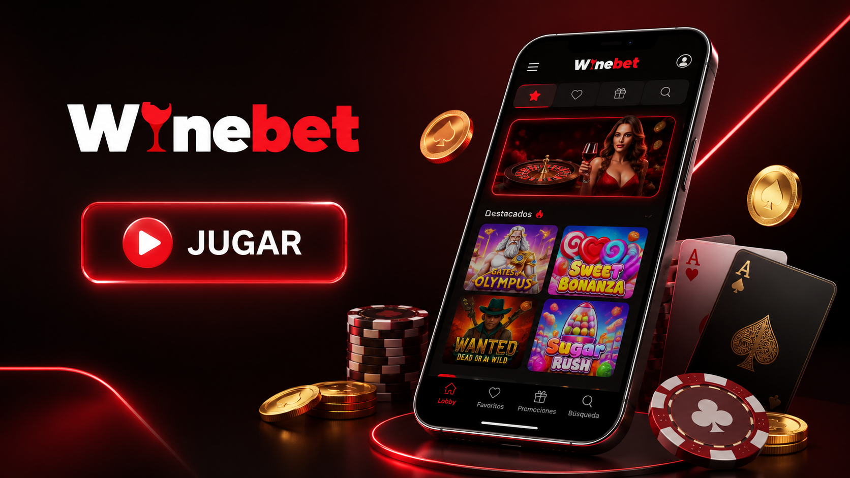 Aplicación móvil WineBet para dispositivos Android e iOS